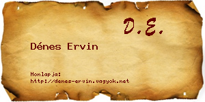Dénes Ervin névjegykártya